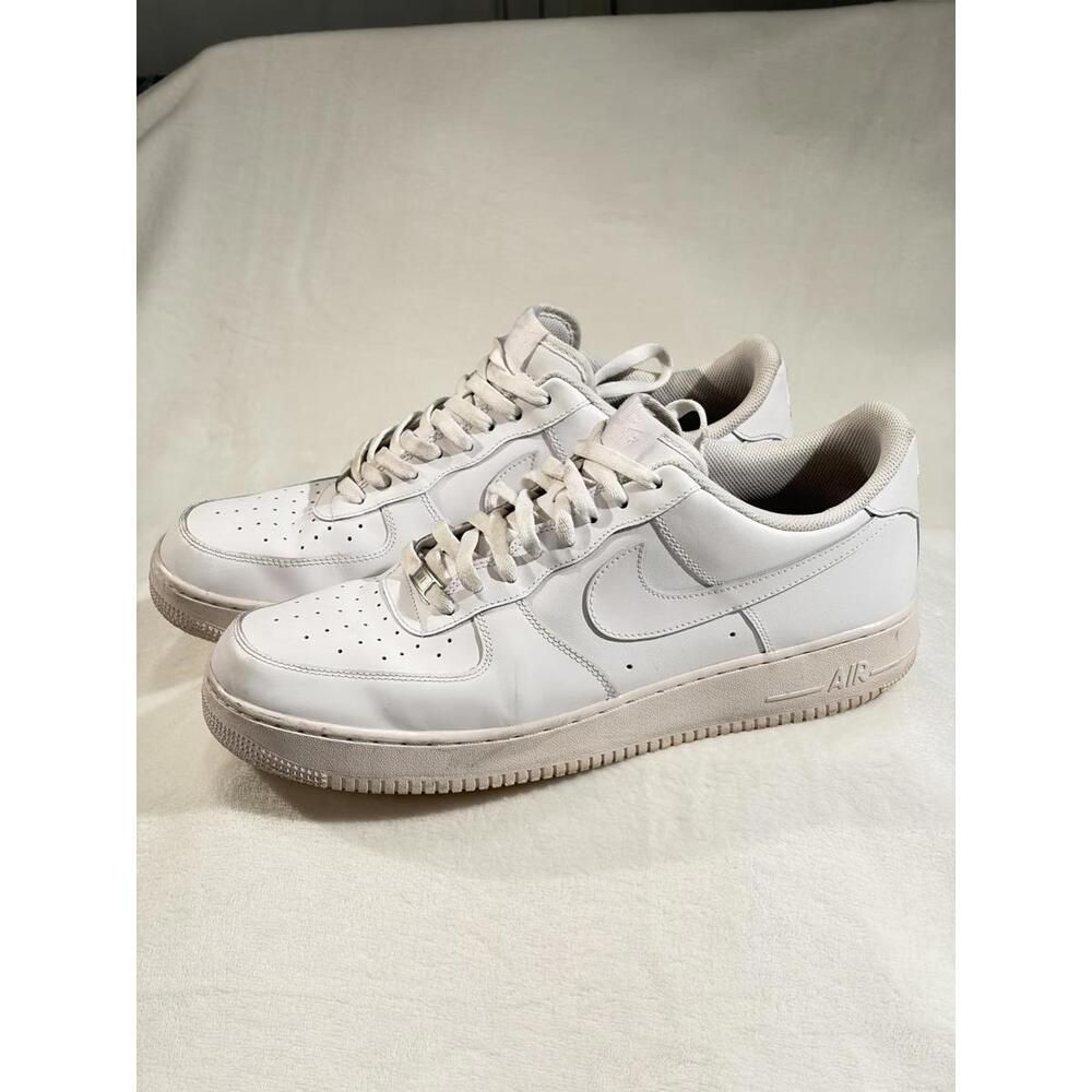 Nike Air Force 1 Low ’07 Triple White Leather Sneakers Size 16 Men CW-2288-111 - Picture 6 of 16